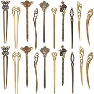 🌺 vintage bronze hair sticks set - 20 antique decorative hair chopsticks for women hair accessory, 10 styles (exquisite style set) logo