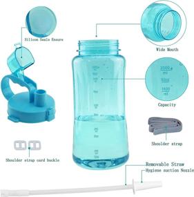 img 1 attached to 🥤 Lonni 2L Sports Water Bottles: Portable Wide Mouth Big Plastic Bottle with Leakproof Design, Scale, Straw, Strap - Ideal for Summer Outdoor Sports and Travel