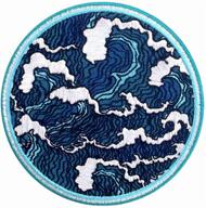 🌊 zegins embroidered applique iron on sew on emblem - the dark blue great wave patch logo