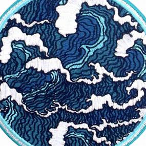 img 3 attached to 🌊 ZEGINs Embroidered Applique Iron On Sew On Emblem - The Dark Blue Great Wave Patch