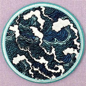 img 1 attached to 🌊 ZEGINs Embroidered Applique Iron On Sew On Emblem - The Dark Blue Great Wave Patch