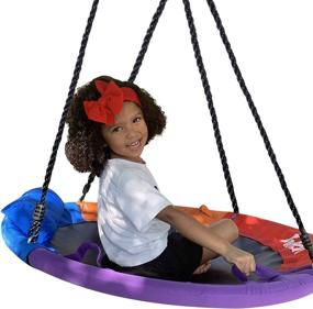 img 4 attached to Ultimate Outdoor Round Tree Swing for Kids: Endless Fun and Adventure!