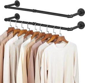 img 4 attached to 👔 Industrial Pipe Clothing Rack - 2 Pack Wall Mount for Closet & Laundry Room