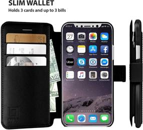 img 3 attached to 📱 LUPA iPhone X Wallet Case: Stylish & Slim Flip Case with Credit Card Holder – Black"