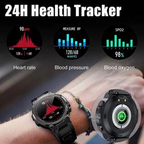 img 2 attached to Smart Watch For Men Sports Military Watch Fitness Tracker With Heart Rate Monitor Blood Pressure Waterproof Long Standby Smartwatch For Android Phones Compatible With IPhone Samsung (Black 2)