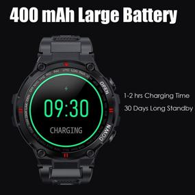 img 1 attached to Smart Watch For Men Sports Military Watch Fitness Tracker With Heart Rate Monitor Blood Pressure Waterproof Long Standby Smartwatch For Android Phones Compatible With IPhone Samsung (Black 2)