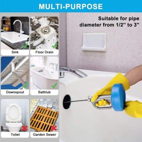 img 2 attached to 🚿 25-Foot Plumbing Snake Drain Auger for Shower, Toilet, Bathtub, Bathroom Sink, and Kitchen - Includes Gloves and Clog Remover Tool