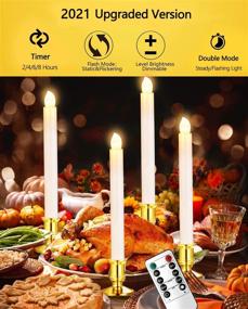 img 3 attached to 🕯️ YAUNGEL Window Candles: 10 Pack LED Battery Operated Christmas Candles for Festive Window Decor with Remote Timer & Removable Candle Holders