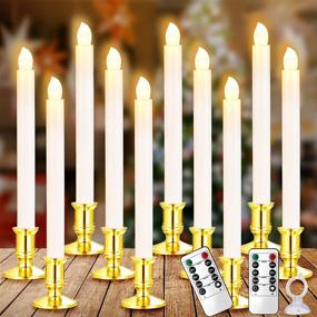 img 4 attached to 🕯️ YAUNGEL Window Candles: 10 Pack LED Battery Operated Christmas Candles for Festive Window Decor with Remote Timer & Removable Candle Holders