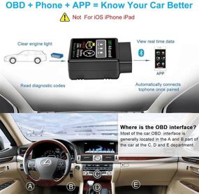 img 1 attached to 🔌 Беспроводной адаптер Friencity OBD2 для Android и Windows - Bluetooth диагностический считыватель кодов, сброс и очистка ошибки двигателя автомобиля, поддерживает приложение Torque Lite, не совместим с iOS