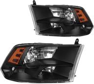 🚗 quad pickup headlight assembly for 2009-2018 dodge ram 1500 2500 3500 - driver and passenger side (sockir compatible) logo