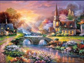 img 4 attached to Fipart 5D DIY Diamond Painting Cross Stitch Craft Kit for Living Room Decoration - Cabin Design