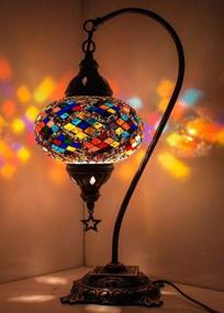 img 1 attached to 🌈 DEMMEX 2021 Handmade Turkish Moroccan Colorful Mosaic Gooseneck Table Bedside Lampshade with Antique Body (Multicolor)