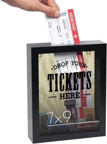 img 4 attached to 🎫 Black Americanflat 7x9 Shadow Box Frame for Tickets - Decorative Momento Box with Polished Glass for Wall and Tabletop - Conveniently Drop Your Tickets Here