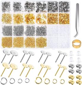 img 4 attached to 👂 Hypoallergenic Earring Making Kit: Tuceyea 3202Pcs Supplies for Stainless Steel Stud Earring Creation - Including Earring Post, Backs, Jump Rings & More!