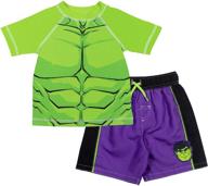 🦸 marvel avengers legends spider-man swimwear set: raglan rash guard & swim trunks logo