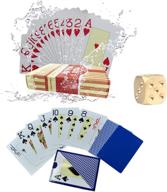 waterproof large print jumbo index poker cards - blue and red, linen finish surface логотип