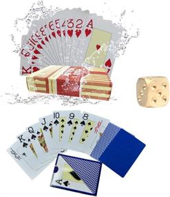 img 4 attached to Waterproof Large Print Jumbo Index Poker Cards - Blue and Red, Linen Finish Surface