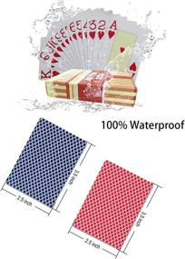 img 2 attached to Waterproof Large Print Jumbo Index Poker Cards - Blue and Red, Linen Finish Surface