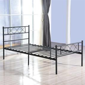 img 3 attached to 🛏️ SimLife Metal Platform Bed Frame: Twin Black Mattress Foundation with Two Headboards, Slat Support – No Box Spring Required