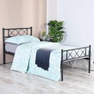 🛏️ simlife metal platform bed frame: twin black mattress foundation with two headboards, slat support – no box spring required логотип