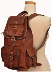 img 1 attached to Vintage Leather Rucksack Backpack for Travelers