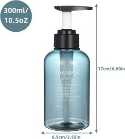 img 3 attached to Convenient, Blue Shower Shampoo Refillable Dispenser 🚿 Bottles - 10oz/300ml Set, Ideal for Hotel Guest Rooms