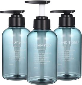 img 4 attached to Convenient, Blue Shower Shampoo Refillable Dispenser 🚿 Bottles - 10oz/300ml Set, Ideal for Hotel Guest Rooms