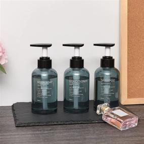 img 1 attached to Convenient, Blue Shower Shampoo Refillable Dispenser 🚿 Bottles - 10oz/300ml Set, Ideal for Hotel Guest Rooms