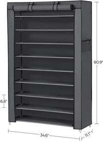 img 2 attached to 👠 SONGMICS 10-Tier Shoe Rack: Spacious 50 Pair Storage Organizer with Dustproof Cover - Gray