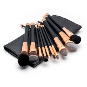 img 3 attached to 💄 Fancii Professional Makeup Brush Collection - 12pcs Set, High-End Cosmetic Brush with Cruelty-Free Synthetic Bristles for Foundation, Blending, Powder, Blush, Eye Shadow, Travel-friendly Leather Clutch Case - Rose Gold