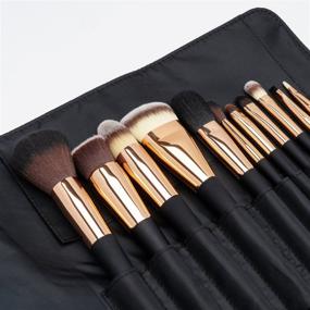 img 2 attached to 💄 Fancii Professional Makeup Brush Collection - 12pcs Set, High-End Cosmetic Brush with Cruelty-Free Synthetic Bristles for Foundation, Blending, Powder, Blush, Eye Shadow, Travel-friendly Leather Clutch Case - Rose Gold