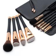 💄 fancii professional makeup brush collection - 12pcs set, high-end cosmetic brush with cruelty-free synthetic bristles for foundation, blending, powder, blush, eye shadow, travel-friendly leather clutch case - rose gold logo