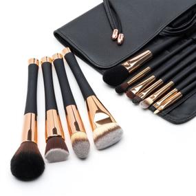 img 4 attached to 💄 Fancii Professional Makeup Brush Collection - 12pcs Set, High-End Cosmetic Brush with Cruelty-Free Synthetic Bristles for Foundation, Blending, Powder, Blush, Eye Shadow, Travel-friendly Leather Clutch Case - Rose Gold