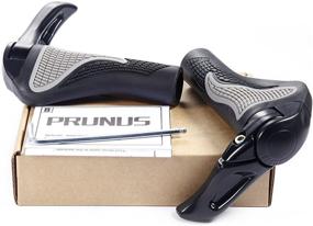 img 4 attached to 🚴 Enhance Your Ride with PRUNUS Bike Grips: Rubber Ergonomic Antislip Handlebar Grips for MTB Bicycle Mountain with Horns (Black+Gray)