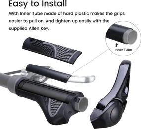 img 1 attached to 🚴 Enhance Your Ride with PRUNUS Bike Grips: Rubber Ergonomic Antislip Handlebar Grips for MTB Bicycle Mountain with Horns (Black+Gray)