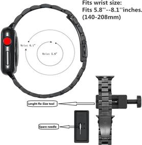 img 1 attached to 📱 Кожаный ремешок из нержавеющей стали, совместимый с часами Apple Watch Либра Гемини - серия 7/6/5/4/3/2/1 - 45 мм 41 мм 42 мм 44 мм 38 мм 40 мм, заменяемый металлический ремешок iWatch