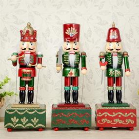 img 1 attached to 🎄 ZaH 12 Inch Christmas Ornament Nutcracker Wooden Music Box: Festive Decorations and Animated Puppets for Perfect Holidays!