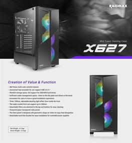 img 3 attached to 🎮 Корпус Raidmax X6 Series с закаленным стеклом, вентиляторы с RGB-подсветкой ATX для компьютерных игр (черный RGB, 3 вентилятора): Усовершенствуйте свой игровой опыт с потрясающим стилем