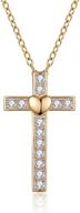 ✨ avecon 925 sterling silver cross necklace with cubic zirconia, 14k yellow gold plated chain charm for women/girls, 18-inch logo