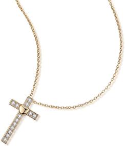 img 3 attached to ✨ AVECON 925 Sterling Silver Cross Necklace with Cubic Zirconia, 14k Yellow Gold Plated Chain Charm for Women/Girls, 18-inch