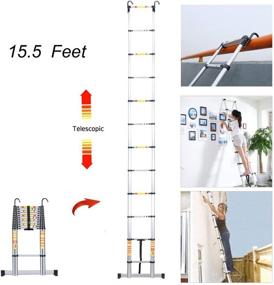 img 3 attached to 🪜 Handvoll Telescoping Ladder 15.5ft Aluminum Extension Folding Ladder - Portable Multi-Purpose Telescopic Ladder with Slip-Proof Feet - Heavy Duty and Convenient