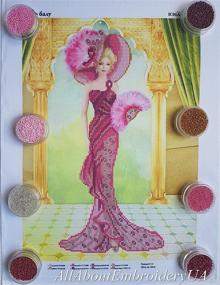 img 3 attached to 🧵 Bead Embroidery Kit: Lady in Pink, Cross Stitch & Needlepoint Handcraft Tapestry - Beaded Stitching + Pattern & Queen