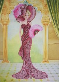 img 4 attached to 🧵 Bead Embroidery Kit: Lady in Pink, Cross Stitch & Needlepoint Handcraft Tapestry - Beaded Stitching + Pattern & Queen