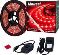 🎄 marreal 16.4ft/5m non-waterproof red led rope strip lights - bright red led strip, dimmable, touch-sensitive, cuttable, flexible - ideal for christmas, home, kitchen, indoor party, room decoration - 12v, 300 leds logo