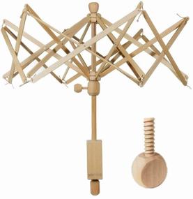 img 4 attached to Wooden Umbrella Yarn Swift Winder with Replacement Screw - Medium Size | Wood Swift Yarn Holder