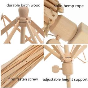 img 3 attached to Wooden Umbrella Yarn Swift Winder with Replacement Screw - Medium Size | Wood Swift Yarn Holder