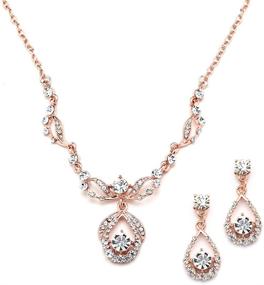 img 4 attached to Изысканный комплект украшений из кристаллов Mariell 14K Rose Gold в стиле винтаж для выпускного вечера, свадьбы и подружек невест - подвеска и серьги.