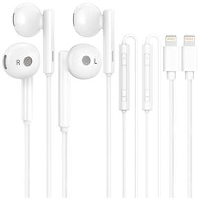 img 4 attached to 🎧 2 Pack Apple MFi Certified Headphones Earphones for iPhone - Wired Earbuds with Microphone and Volume Control, Stereo Sound, Noise Reduction - Compatible with iPhone12/11/XR/XS Lightning Connector