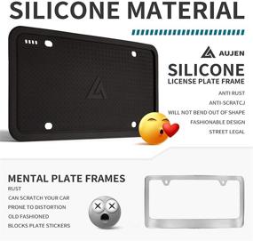 img 3 attached to 🚗 Aujen Silicone License Plate Frames - 2 PCS Holder for Universal American Auto, Black Frame Cover. Rust-Proof, Rattle-Proof, Weather-Proof
